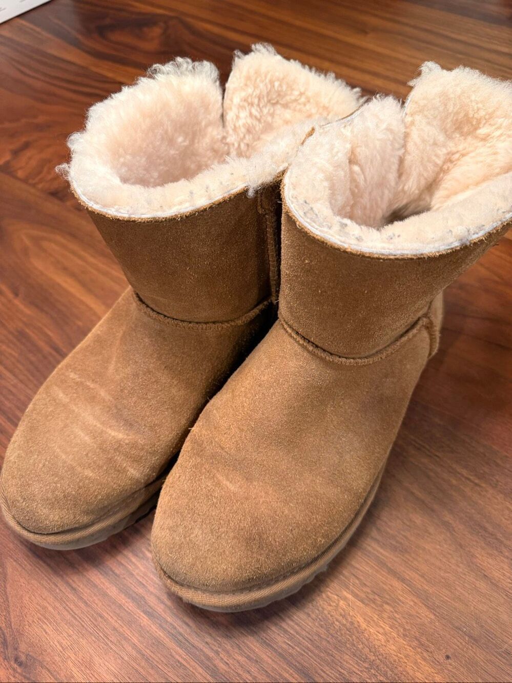 UGG Women's Tan Adoria Tehuano Suede Shearling Lined Ankle Winter Boots Size 8.5